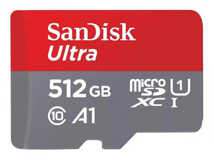512Gb - SanDisk Micro Secure Digital XC Class 10 Ultra UHS-I A1 SDSQUAC-512G-GN6MN (Оригинальная!) - фото 1 - id-p208363070