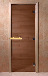 Дверь для бани Doorwood "Теплый день"  бронза осина (стекло 8мм, 3 петли)