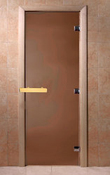 Дверь для бани Doorwood "Теплая ночь" бронза матовая осина (стекло 8мм, 3 петли)