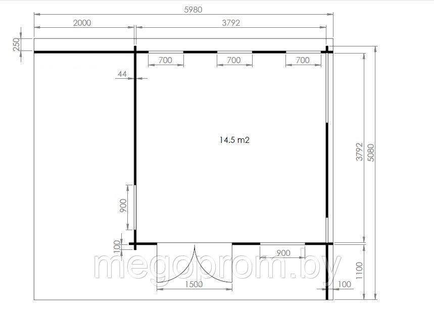 Дачный домик 14,5m² / 6 x 5 m / 110*140 - фото 3 - id-p29687299