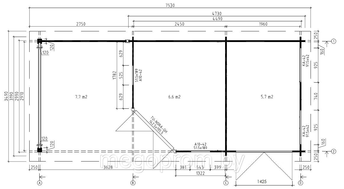 Дачный домик 12,5m² / 7,5 x 3,2 m / 110*140 - фото 2 - id-p29687301