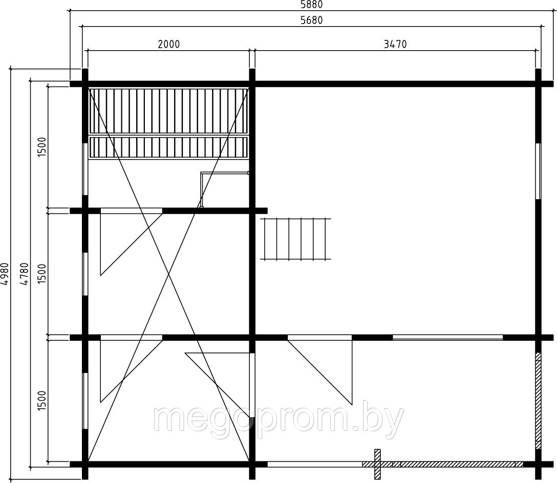 Дачный домик 26,5m² / 5,9 x 5 m / 110*140mm - фото 2 - id-p29687298