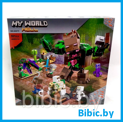 Детский конструктор Minecraft Мерзость из джунглей Майнкрафт, 60075 my world аналог лего lego. Игры для детей - фото 1 - id-p209246837