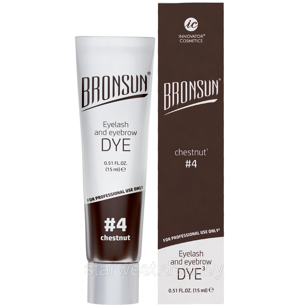 Bronsun Eyelash and Eyebrow Dye #4 Каштан / Chestnut 15 мл Краска для бровей и ресниц - фото 3 - id-p209251645