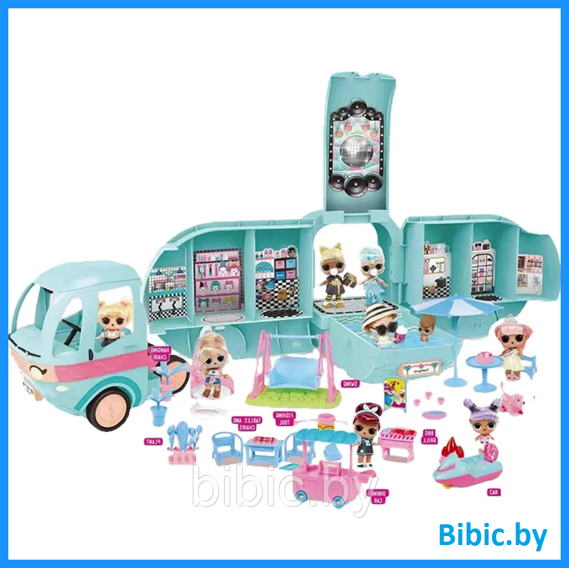 Детский игрушечный Автобус ЛОЛ Глемпер LOL glamper, игровой кукольный автобус для девочек c 35+ сюрпризами - фото 1 - id-p208993176