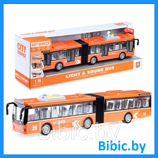 Детский инерционный автобус WY913B для мальчиков, игрушка для детей на батарейках, свет, звук, машинки - фото 1 - id-p209251668
