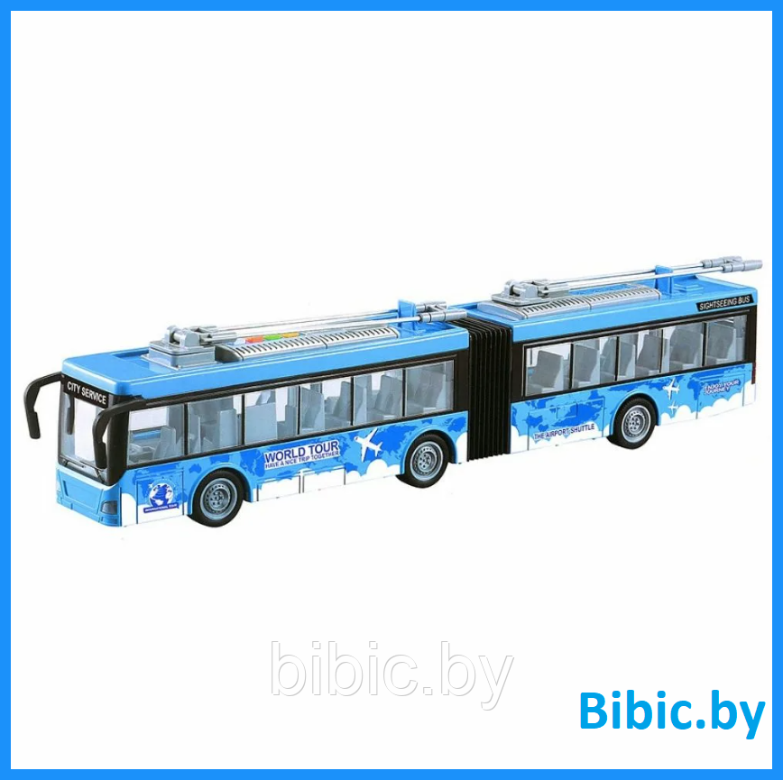 Детский инерционный автобус WY915B для мальчиков, игрушка для детей на батарейках, свет, звук, машинки - фото 1 - id-p209251678