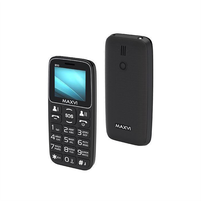Мобильный телефон кнопочный с большими кнопками сотовый для пожилых людей MAXVI B110 черный - фото 1 - id-p209252117