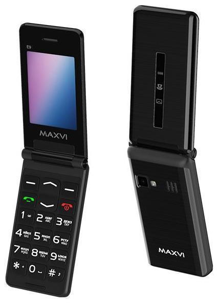 Телефон кнопочный для пожилых людей раскладушка с камерой MAXVI E9 черный мобильный раскладной - фото 1 - id-p209252120