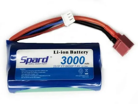 Аккумулятор Li-Ion Spard 3000mAh, 7,4V, 10C, T‐plug для Remo Hobby 1/16, Himoto 1/18, фото 2