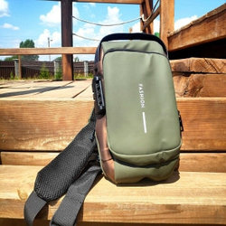 Сумка - рюкзак через плечо Fashion с кодовым замком и USB / Сумка слинг / Кросc-боди барсетка  Зеленый с