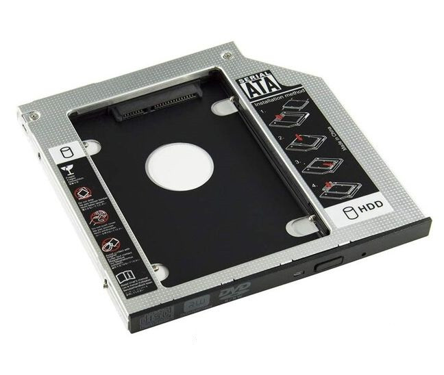Адаптер SATA III - внутренний корпус для SSD/HDD для ноутбука - optibay (оптибей), 9.5мм, металлический 556497