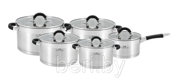 BC-2105 Набор кастрюль с ковшом, Bella Cucina, 10 предметов, из нержавеющей стали, набор посуды
