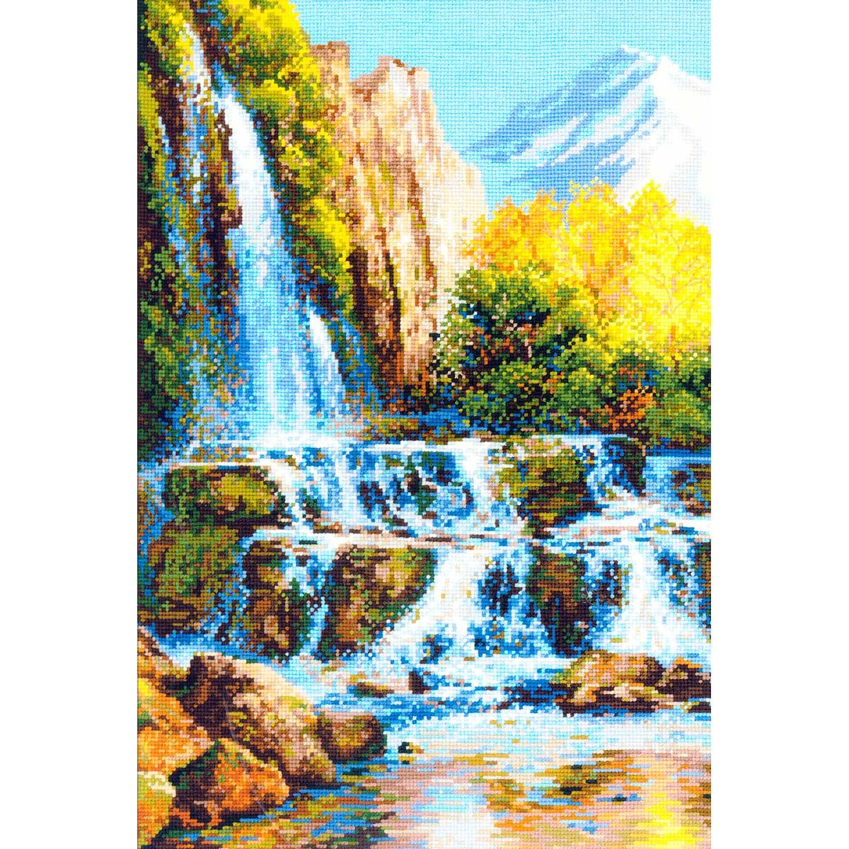 1194 Набор для вышивания Риолис 'Пейзаж с водопадом', 40*60 см - фото 1 - id-p209271344