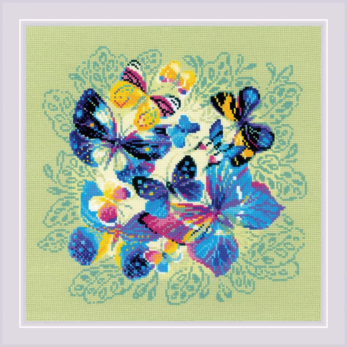 1958 Набор для вышивания Риолис 'Панно/подушка Яркие бабочки' 40*40см - фото 1 - id-p209271891