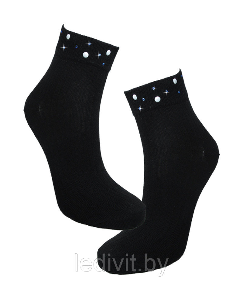 Женские черные носки со стразами - фото 2 - id-p209272742