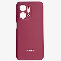 Силиконовый чехол с микрофиброй Silicone Case бордовый для Honor X7a