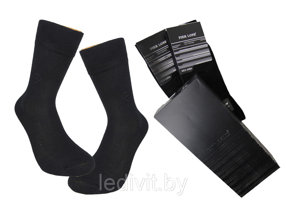 Мужские черные бесшовные носки с вышивкой