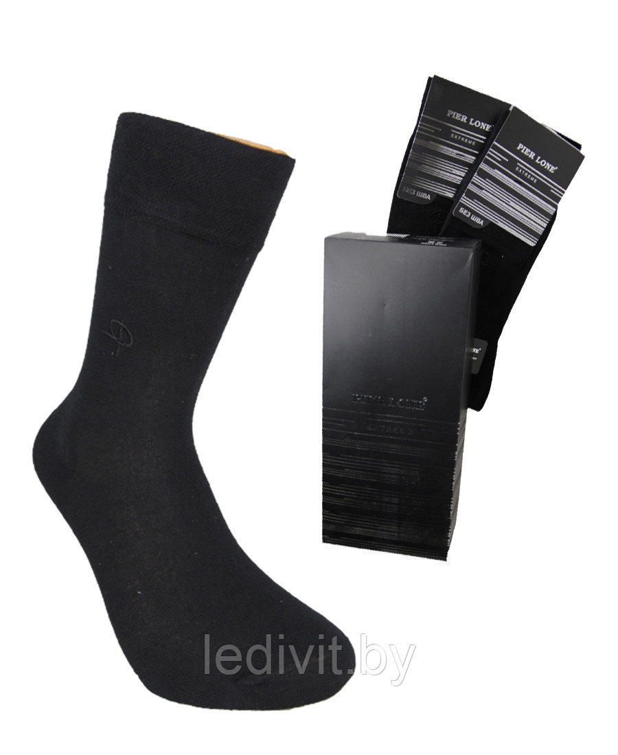 Мужские черные бесшовные носки с вышивкой - фото 2 - id-p209273108