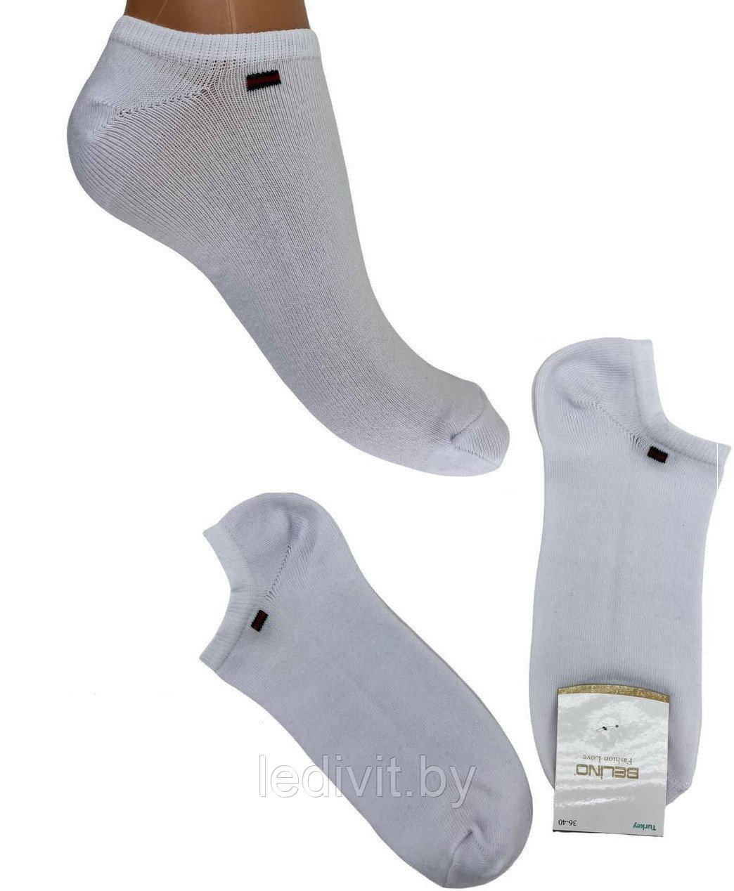 Женские белые короткие носки - фото 1 - id-p209273578