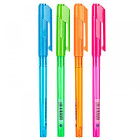 Ручка шариковая Deli Arrow, линия 0,4мм, синяя, корпус прозрачный, пастель ассорти