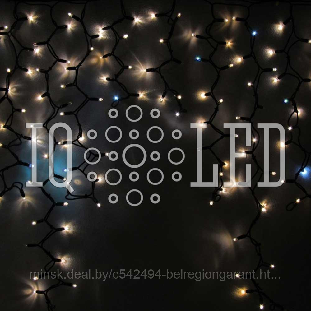 Профессиональная светодиодная гирлянда Бахрома Айсикл 3х0,7м черный каучук, теплый белый с мерцанием