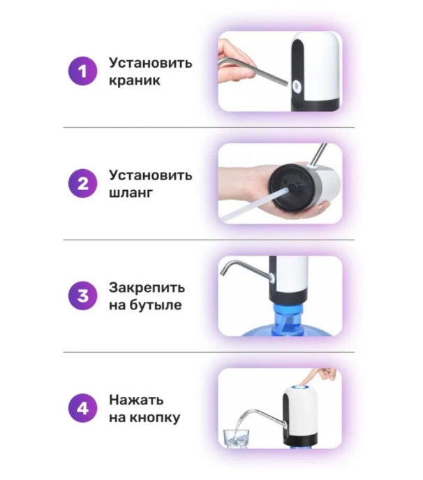 Электрическая USB Помпа для воды AWD объём 1.5л, 5.7л, 10л, 11.3л, 15л, 18.9л - фото 5 - id-p209286063