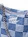 Джинсовая сумка синяя женская из денима джинсы багет тканевая в клетку сумочка через плечо клетчатая, фото 4