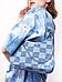 Джинсовая сумка синяя женская из денима джинсы багет тканевая в клетку сумочка через плечо клетчатая, фото 7