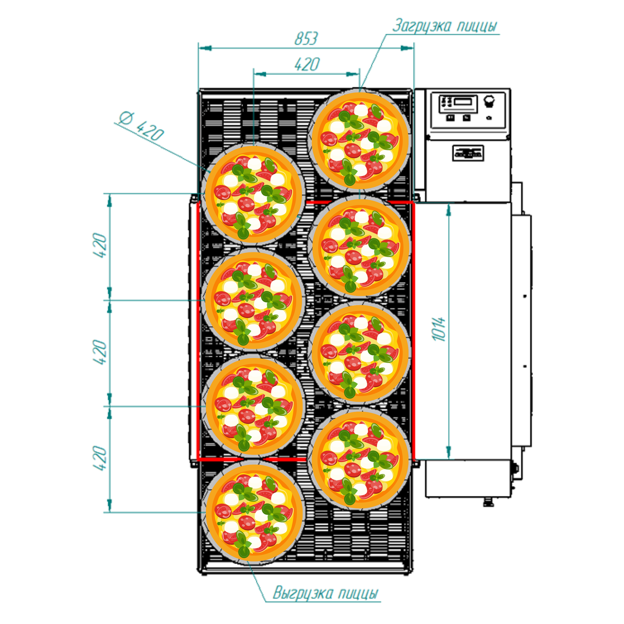 Печь для пиццы Abat ПЭК-800 с дверцей (модуль для установки в 2 яруса) - фото 5 - id-p209287261