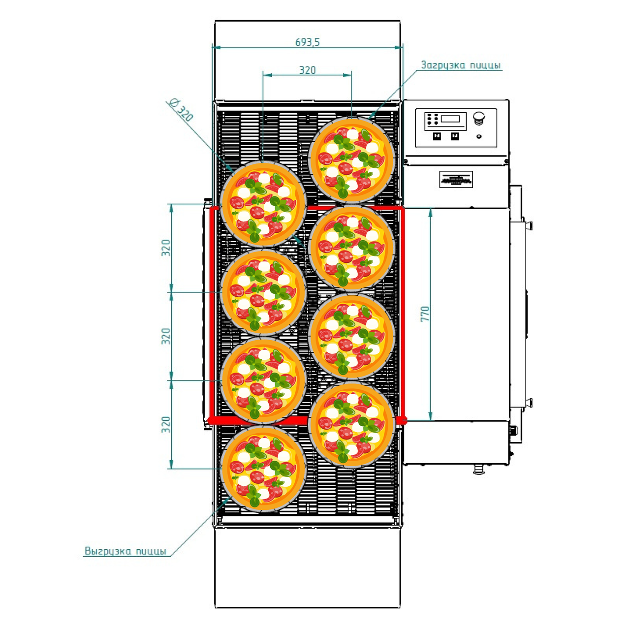 Печь для пиццы Abat ПЭК-600 с дверцей (модуль для установки в 2 яруса) - фото 5 - id-p209287263
