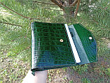 Кожаный зелёный блокнот 4кольца в клетку, фото 2