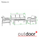 Комплект мебели OUTDOOR Торонто (3-местный диван, 2 кресла, стол), графит, фото 2