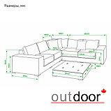 Комплект мебели из ротанга OUTDOOR Санторини (угловой диван, стол), широкое плетение, графит, фото 2