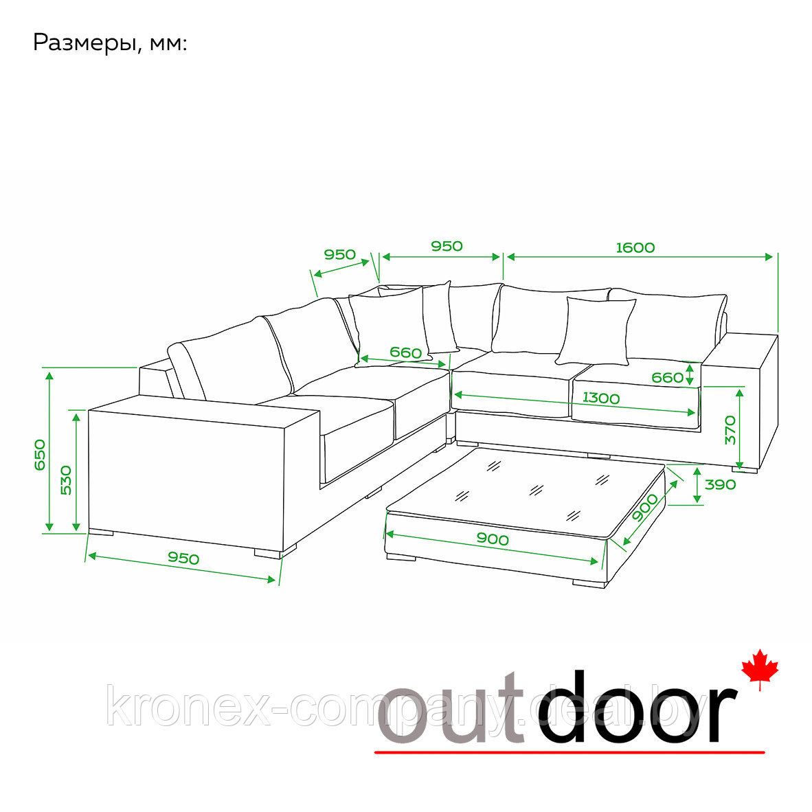 Комплект мебели из ротанга OUTDOOR Санторини (угловой диван, стол), широкое плетение, графит - фото 2 - id-p144933447