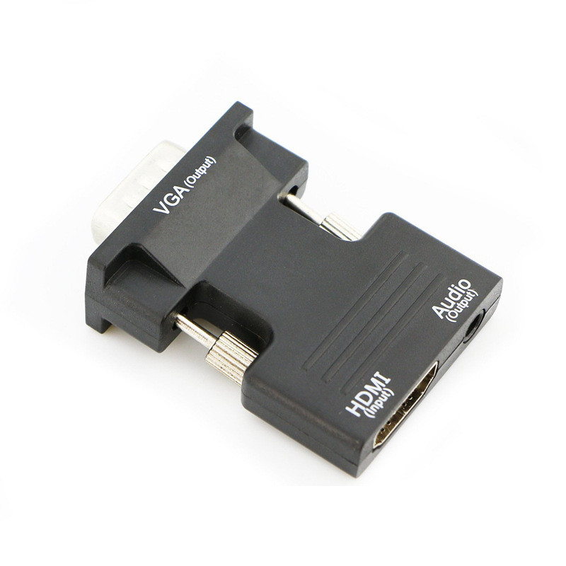 Адаптер - переходник HDMI VGA - jack 3.5mm (AUX) PRO MINI, черный - фото 1 - id-p209327918