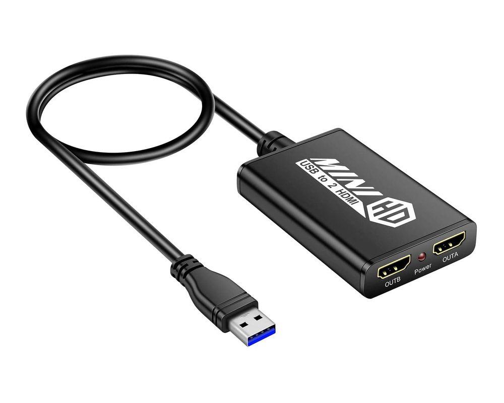 Адаптер - переходник - внешняя видеокарта USB3.0 - 2x HDMI, черный - фото 1 - id-p209334839