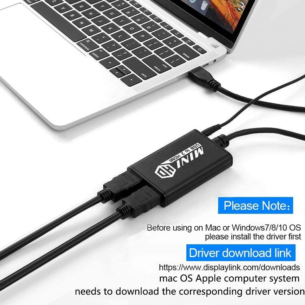Адаптер - переходник - внешняя видеокарта USB3.0 - 2x HDMI, черный - фото 2 - id-p209334839