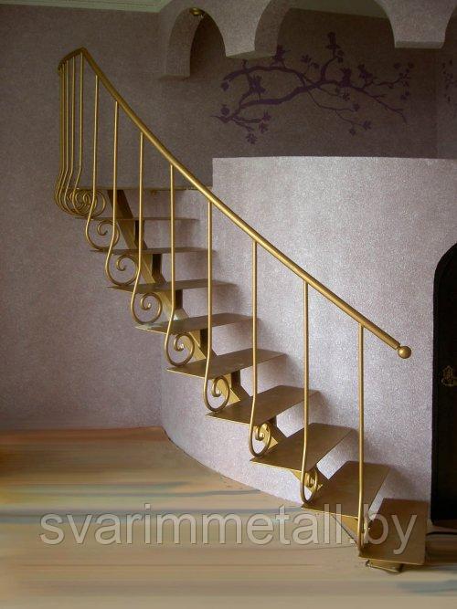 Лестница внутренняя на тетиве золото, подвесная, Прямая - фото 1 - id-p209276966