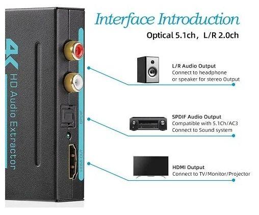 Адаптер - HDMI аудио экстрактор 4K, черный - фото 4 - id-p209344421