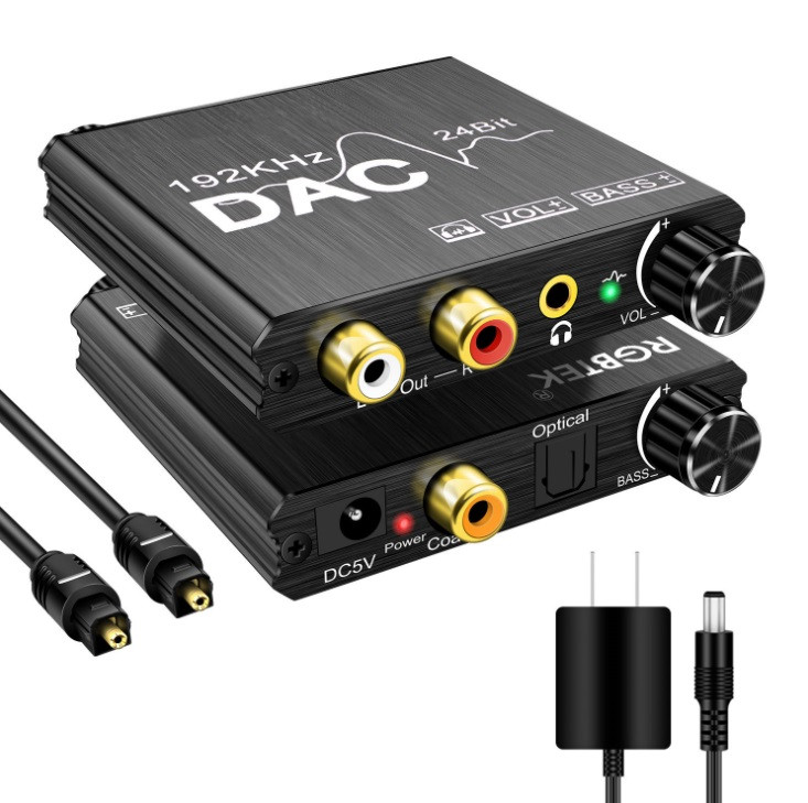 Адаптер - переходник, аудио-преобразователь с оптики (Toslink/SPDIF) на jack 3.5mm (AUX), RCA, регулятор звука - фото 1 - id-p209346724
