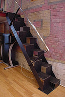 Лестница внутренняя с гусиным шагом бронза, Прямая, подвесная
