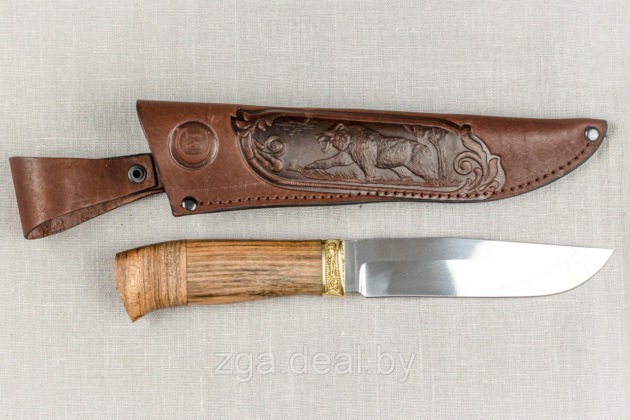 Охотничий нож «Путник» из нерж. стали 65х13 , рукоять латунное литье, ценные породы дерева. Подарок мужчине.