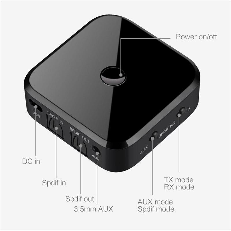 Универсальный аудио адаптер RX/TX Bluetooth v5.0 - оптика (Toslink/SPDIF) - jack 3.5mm (AUX), TX16, черный - фото 2 - id-p209350420