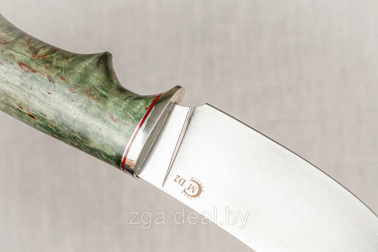 Охотничий нож Кречет, ст.D2, мельхиор, стабилизированная карельская береза. Подарок мужчине. - фото 7 - id-p199614186