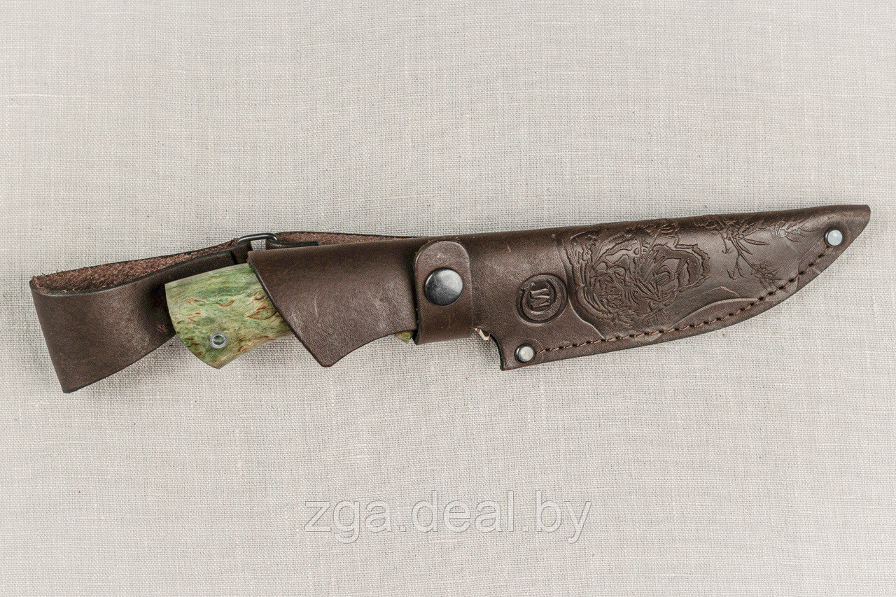 Охотничий нож Кречет, ст.D2, мельхиор, стабилизированная карельская береза. Подарок мужчине. - фото 10 - id-p199614186