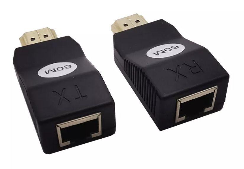 Удлинитель сигнала HDMI по витой паре RJ45 (LAN) MINI до 60 метров, активный, FullHD 1080p, комплект, черный - фото 2 - id-p209354384
