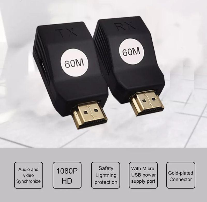 Удлинитель сигнала HDMI по витой паре RJ45 (LAN) MINI до 60 метров, активный, FullHD 1080p, комплект, черный - фото 5 - id-p209354384