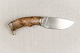 Охотничий нож «Разделочный» из стали D2 , рукоять литье мельхиор, ореховый кап. Подарок настоящему мужчине., фото 3