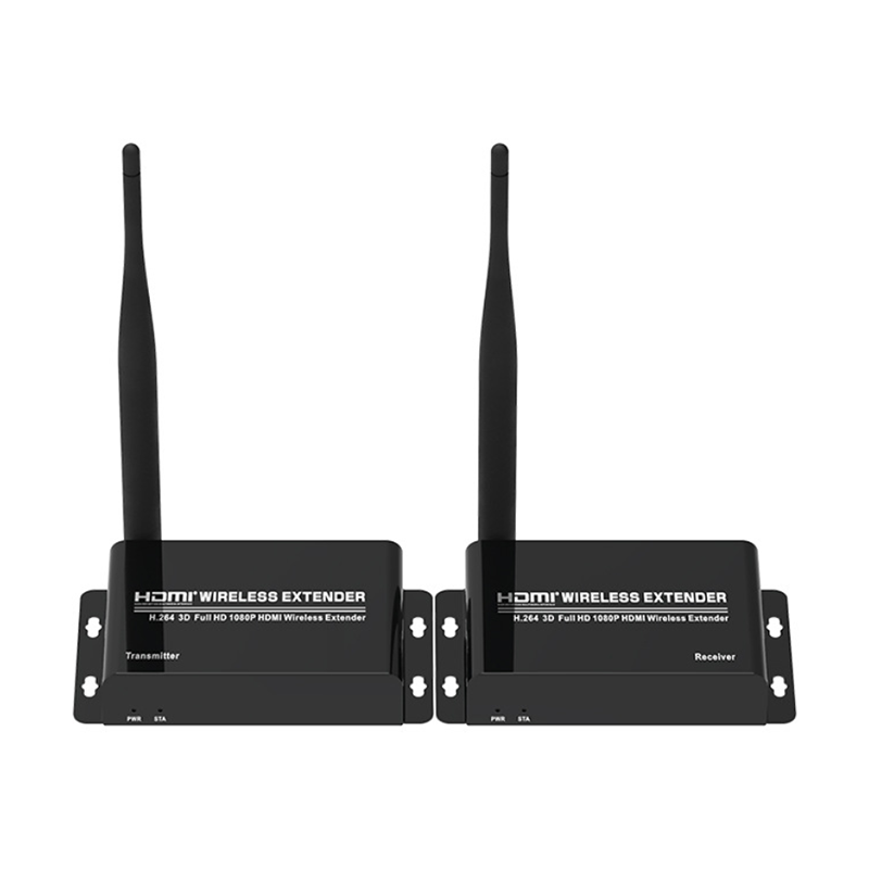 Удлинитель сигнала HDMI по Wi-Fi до 100м, активный, FullHD 1080p, комплект, черный - фото 1 - id-p209356766